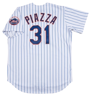 1998 Mike Piazza Game Used New York Mets Home Jersey - First Mets Year Jersey